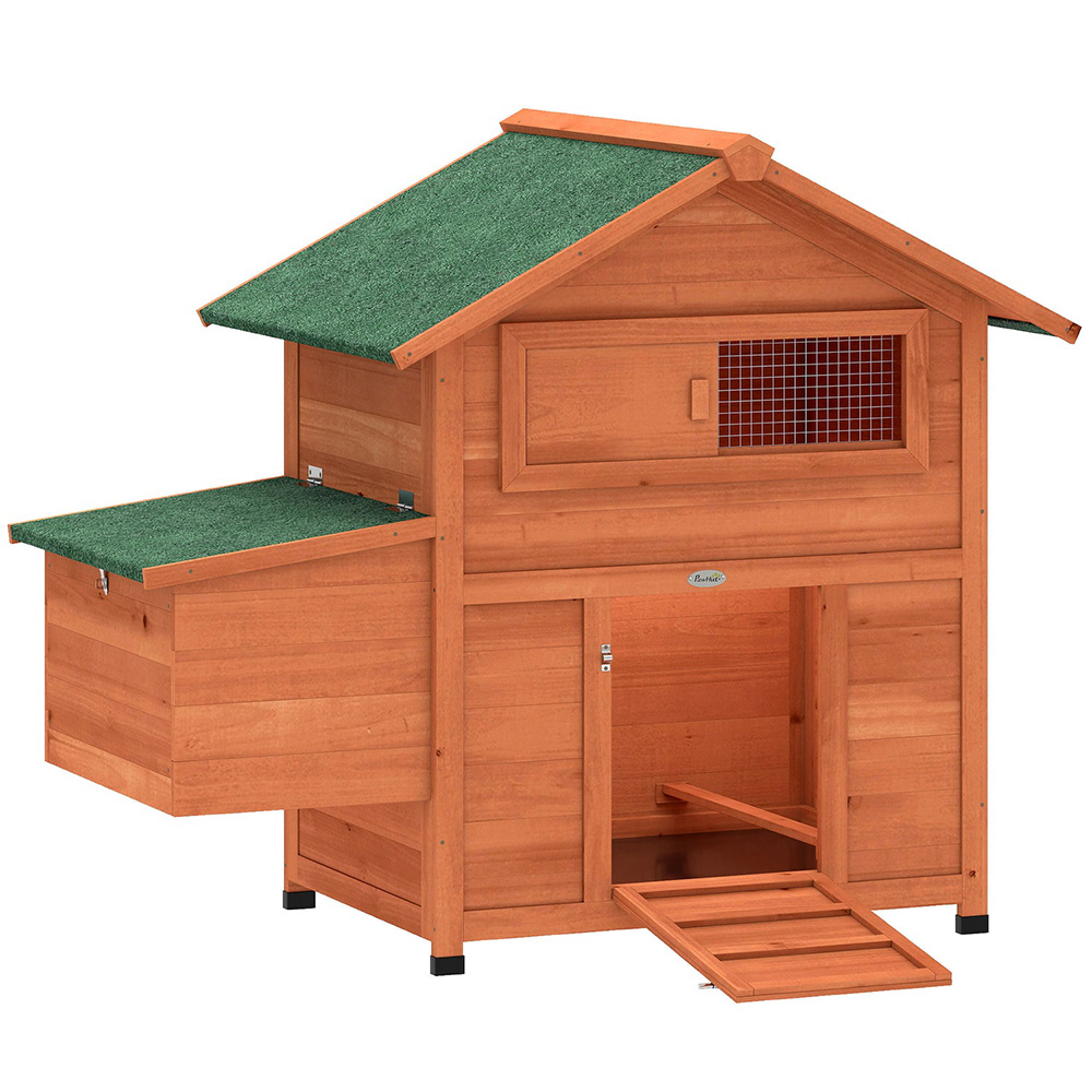 PawHut Chicken Coop with Nesting Box and Pull-Out Tray