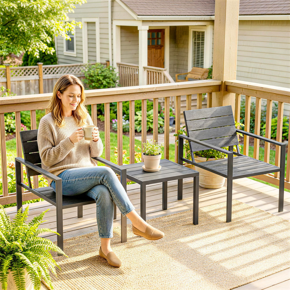 Outsunny 2 Seater Dark Grey Garden Bistro Set