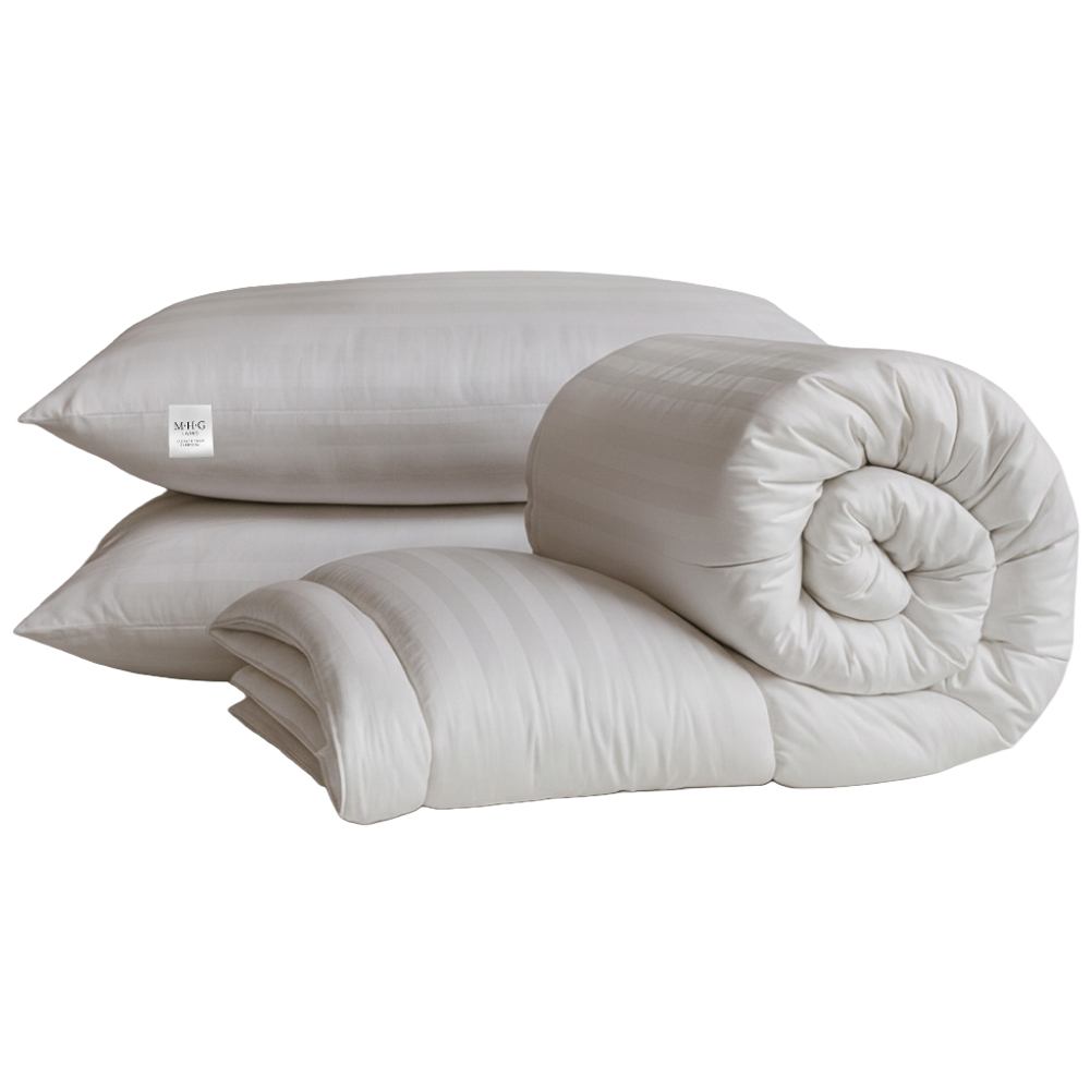 MHG Living Single White Spring Summer Hollowfibre Duvet and Pillow Set 7.5 Tog