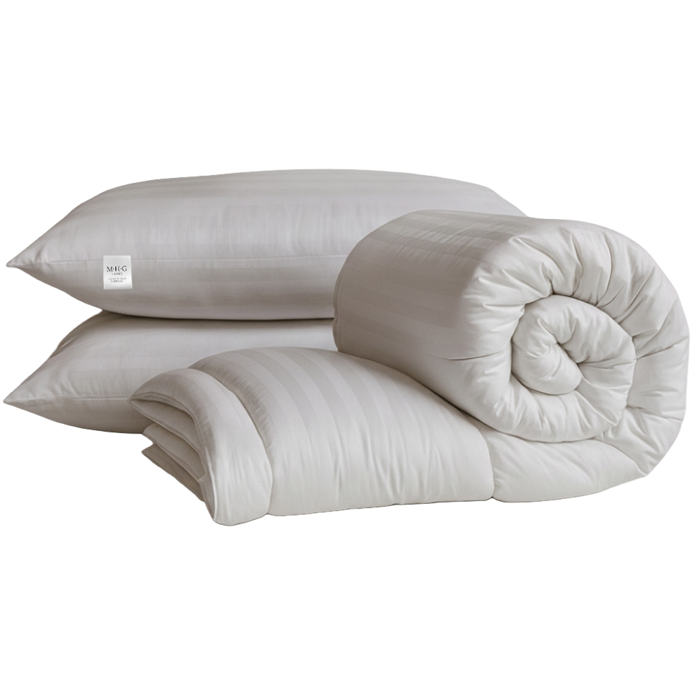 MHG Living Single White Spring Summer Hollowfibre Duvet and Pillow Set 4.5 Tog