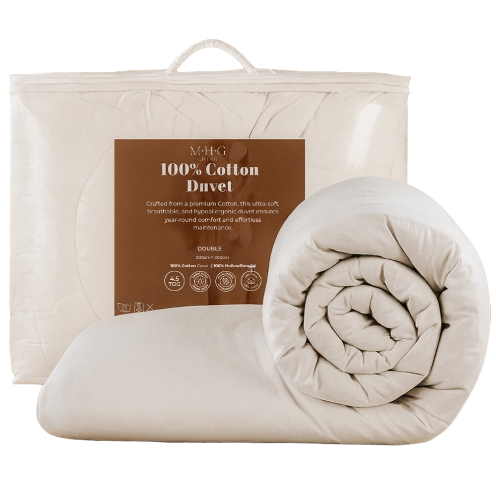 MHG Living Double White Spring Summer Cotton Duvet 4.5 Tog