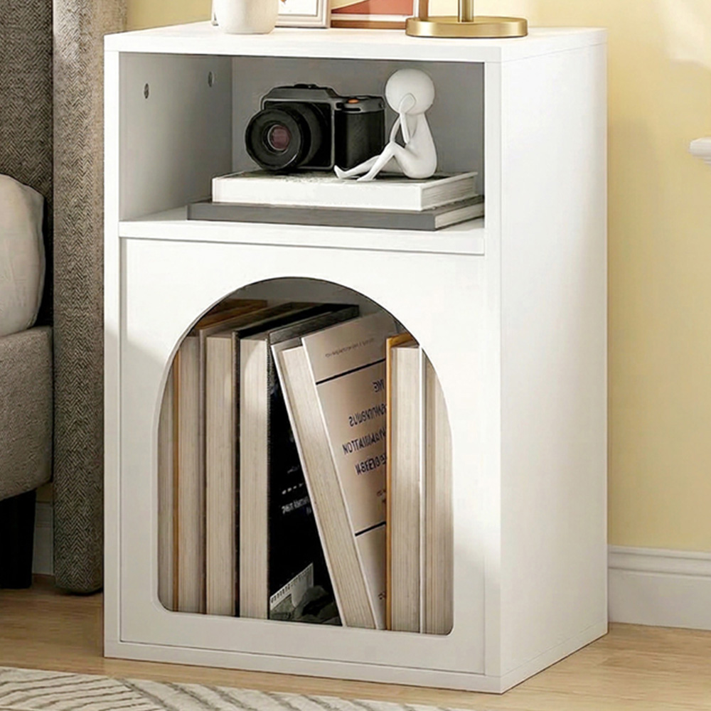HOMCOM 2 Compartment White Bedside Table