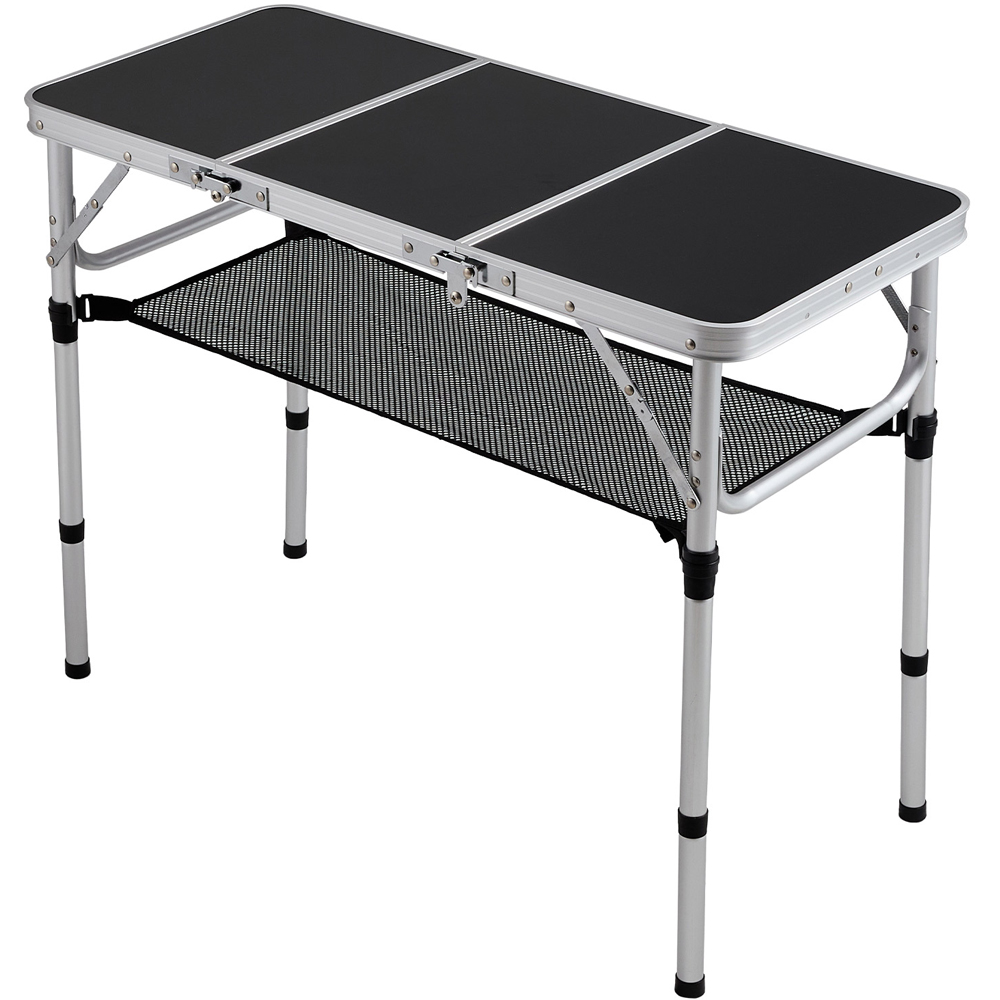 Living and Home 3ft Black Tri-Fold Aluminium Alloy Camping Table