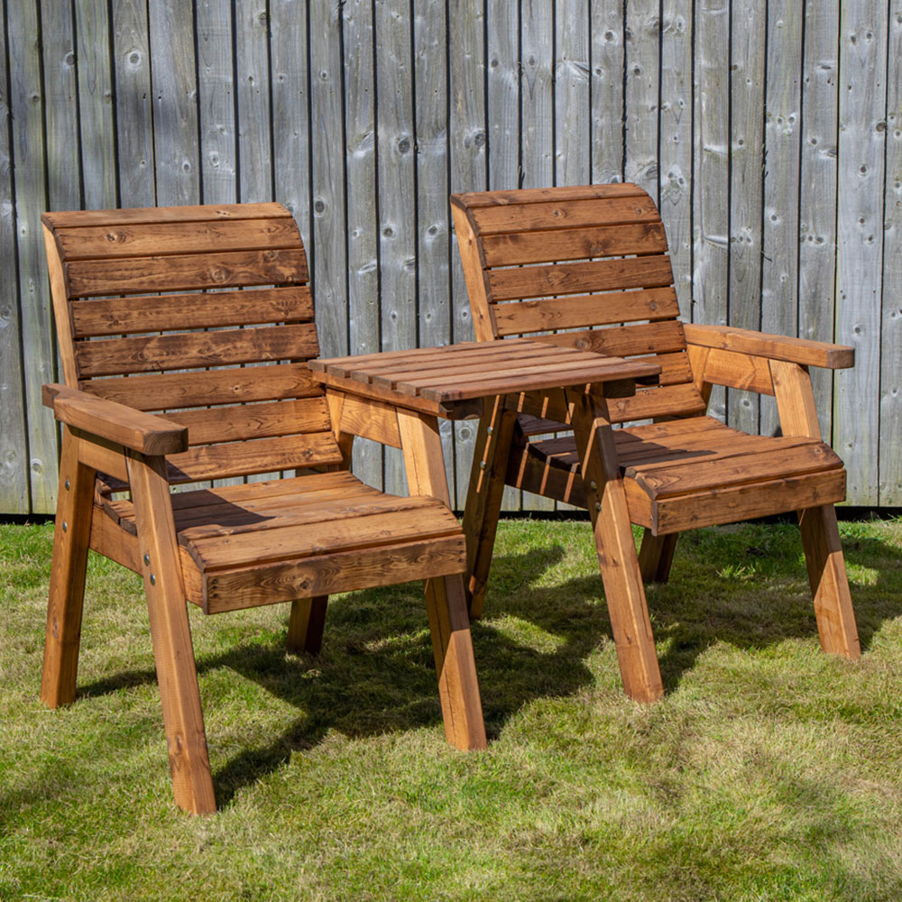 Samuel Alexander 2 Seater Handmade Chunky Rustic Wooden Garden Companion Seat