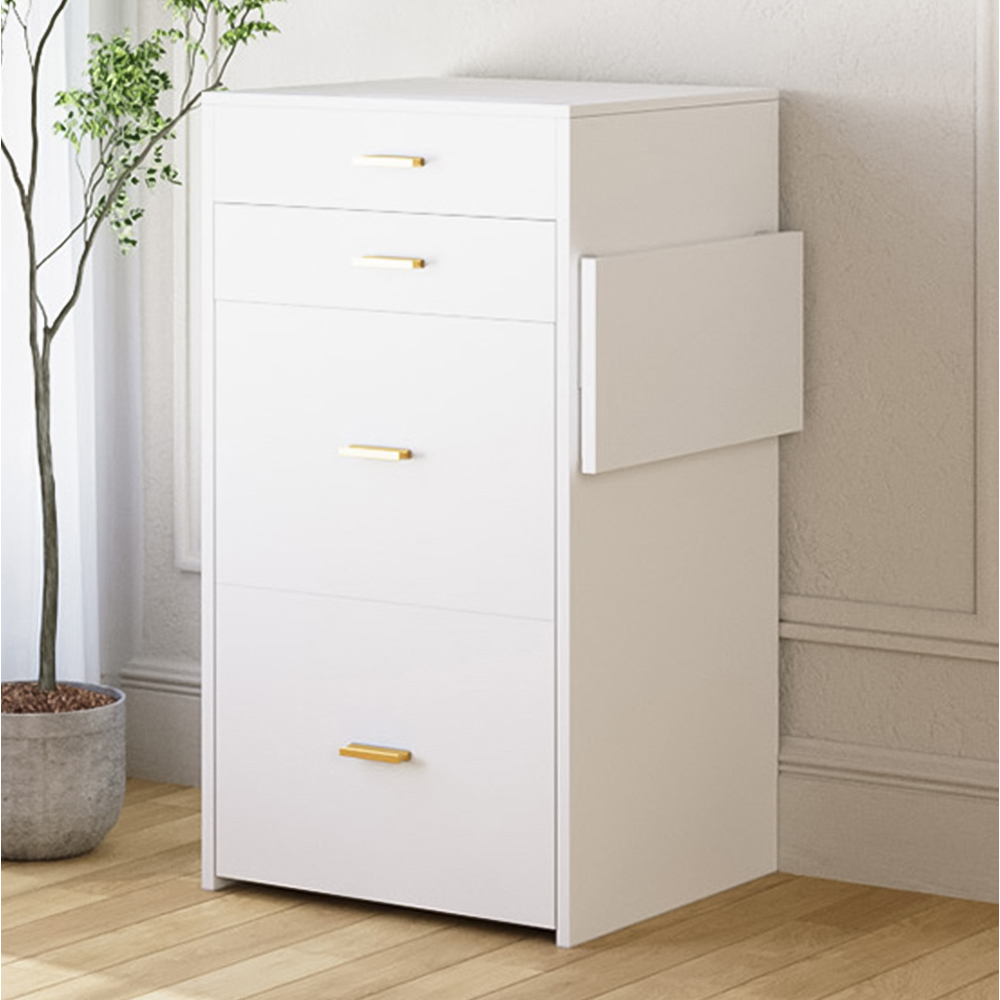 Living and Home Vanity Table Set with Flip Top Mirror and Rolling Stool