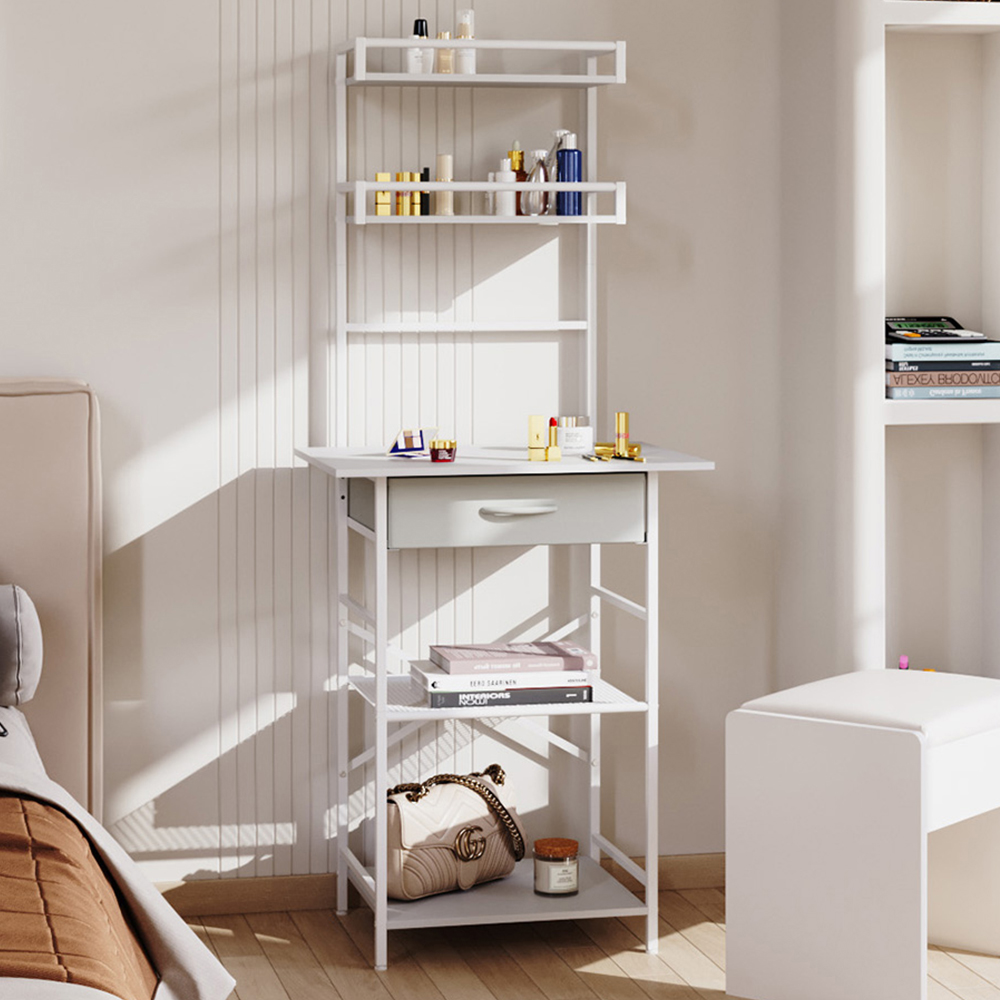 Living and Home 4-Tier White Dressing Table with Open Shelves