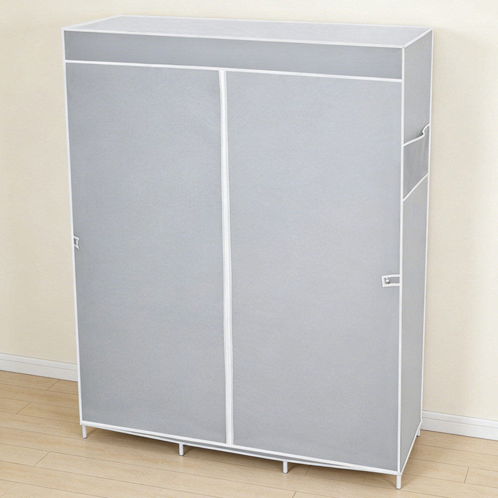 Living and Home 7 Shelf Silver and Grey Portable Fabric Wardrobe