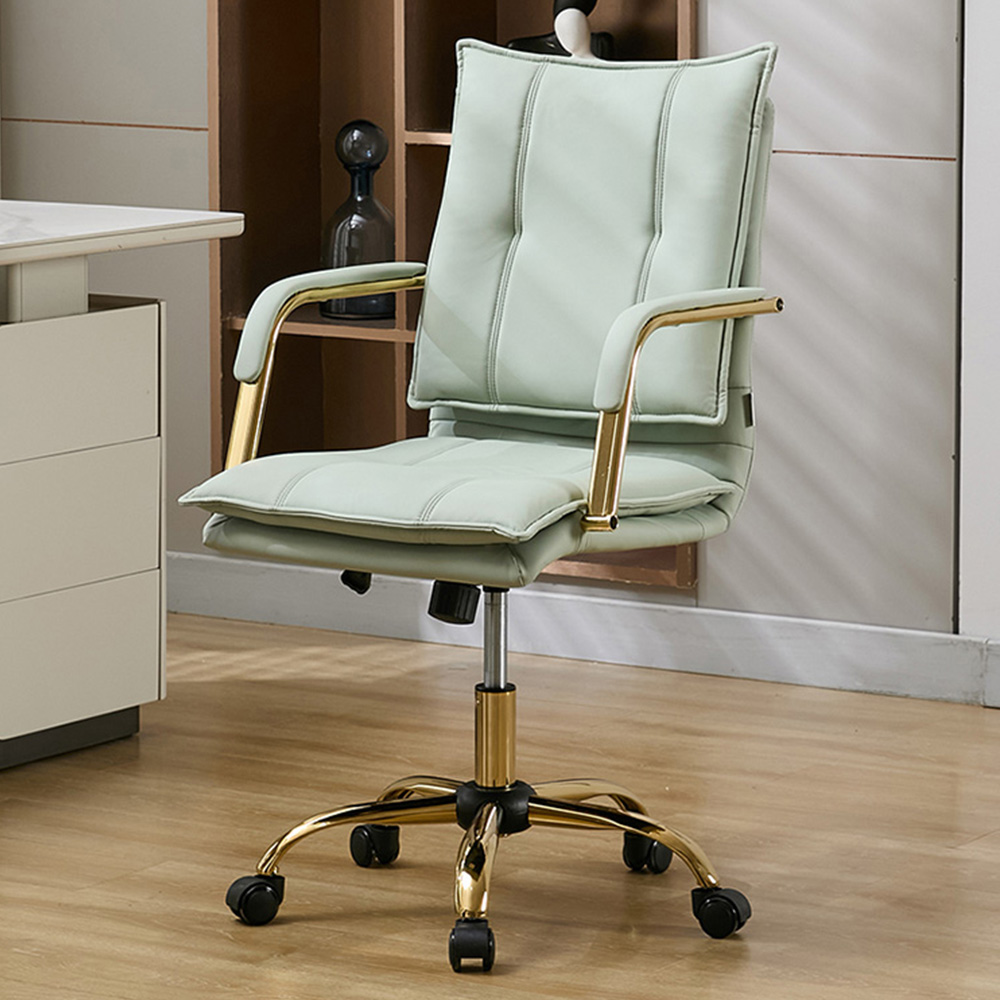 Living and Home Light Green PU Leather Height Adjustable Vintage Swivel Office Chair