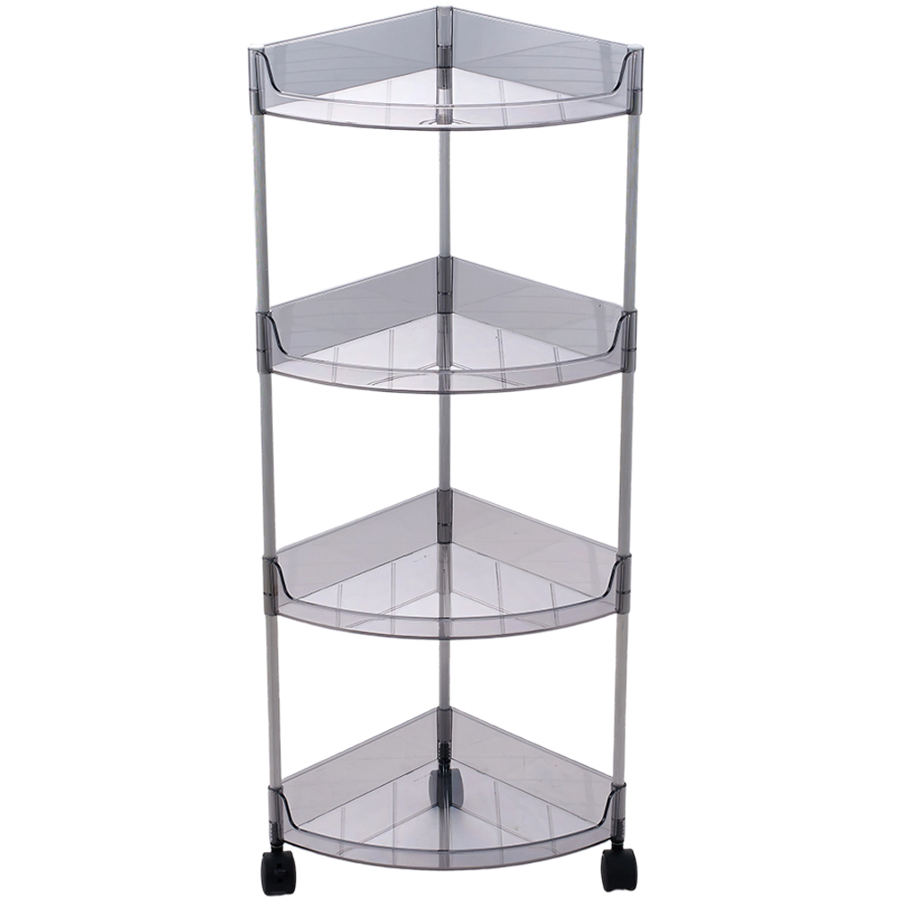 Living and Home 4-Tier Translucent Grey Corner Storage Shelf with Castors