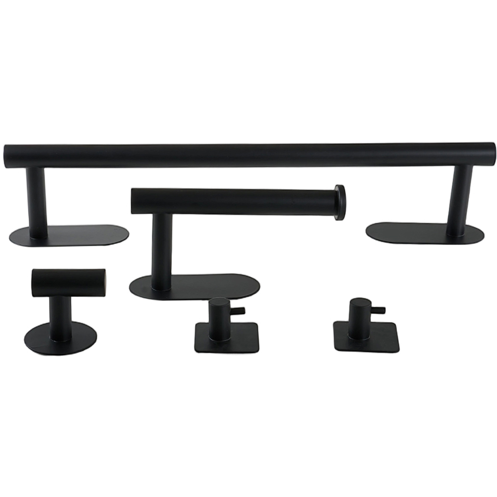 Living and Home 5-Piece Black Wall-Mounted Stainless Steel Bathroom Hardware Set