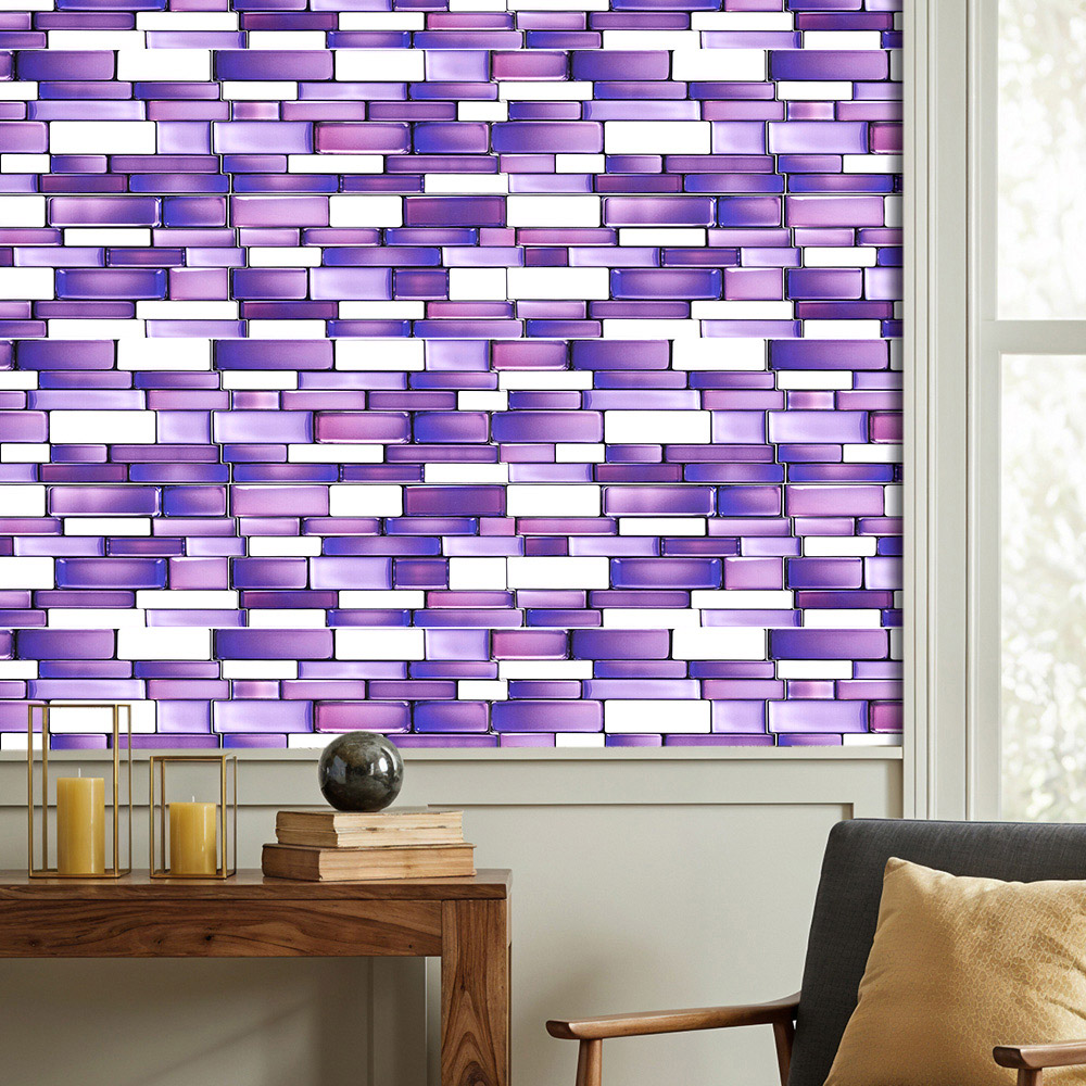 Living and Home Marble Effect Purple Self-Adhesive Wall Tile Sticker 20 Pack