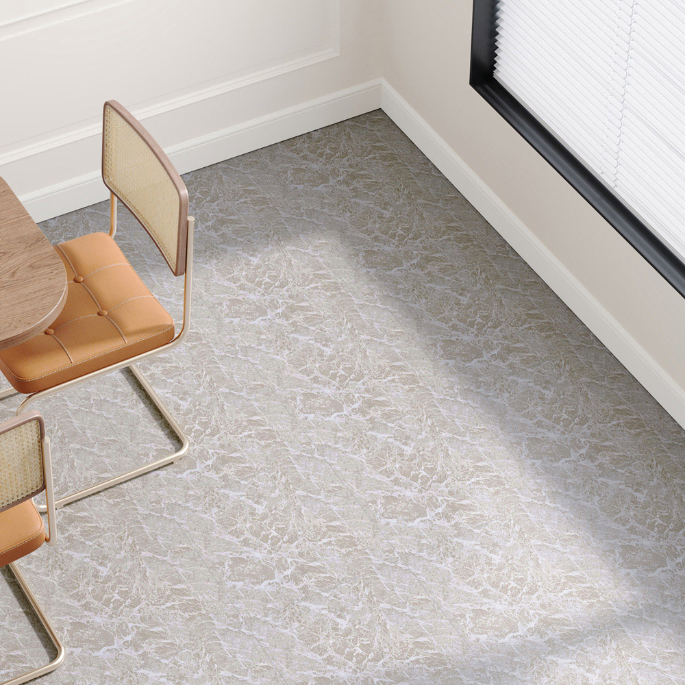 Living and Home Wave Pattern White Self-Adhesive PVC Flooring Tile 10 Pack