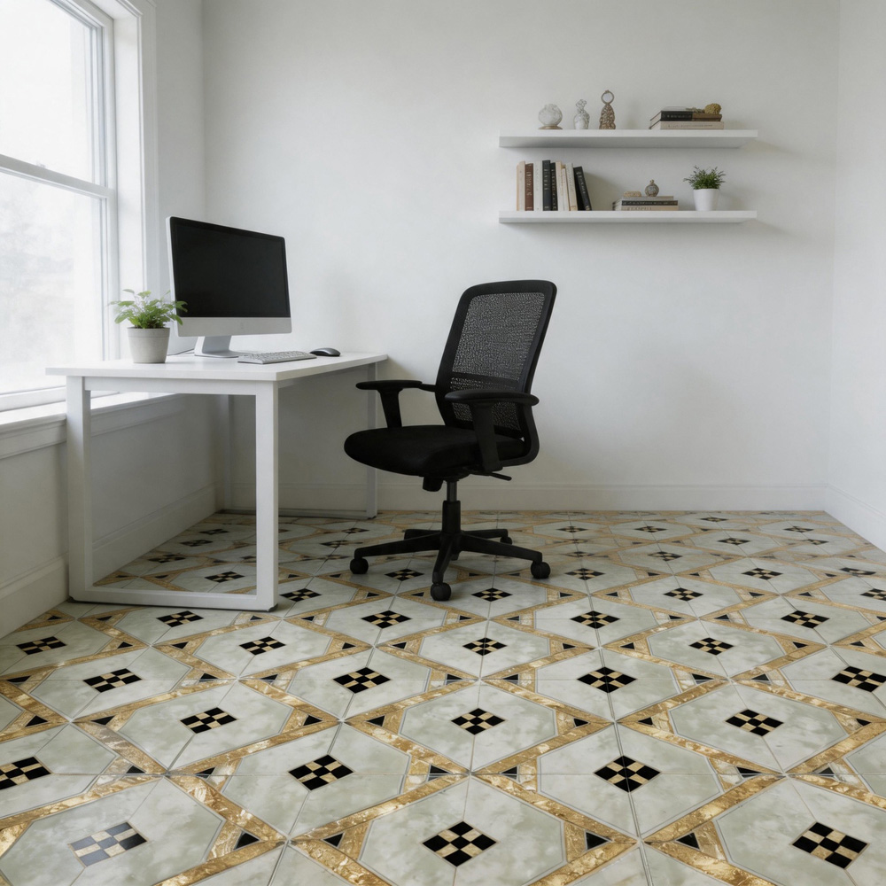 Living and Home Gold Self-Adhesive PVC Flooring Tile 10 Pack