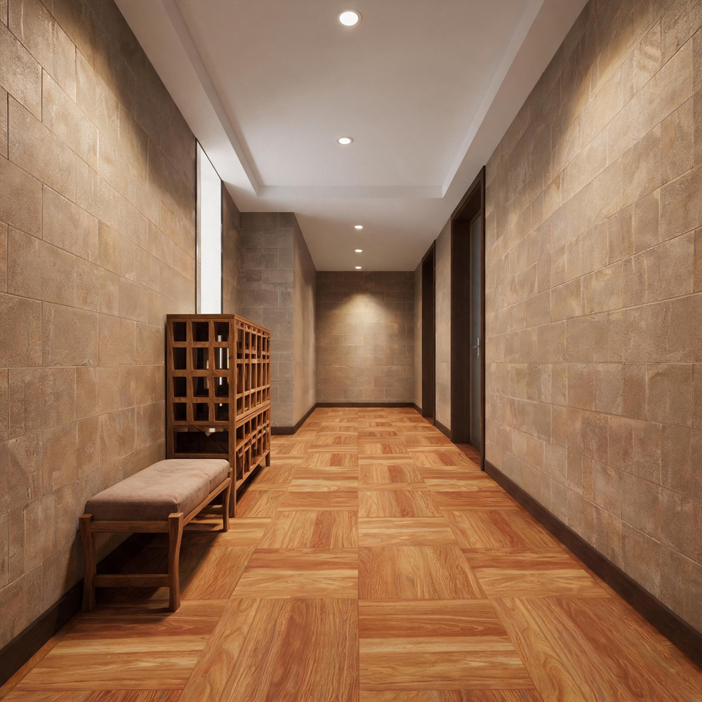 Living and Home Parquet Light and Dark Brown Self-Adhesive PVC Flooring Tile 10 Pack
