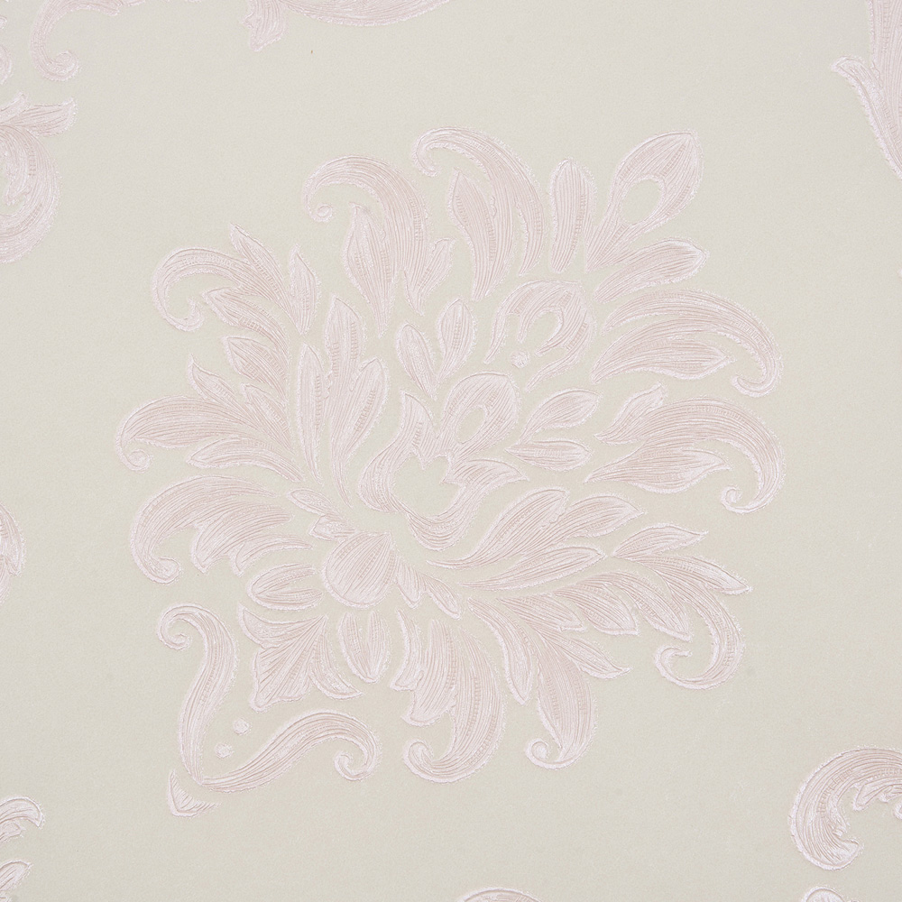 Living and Home Floral Pattern 3D Embossed White and Pink Non-Pasted Non-Woven Wallpaper
