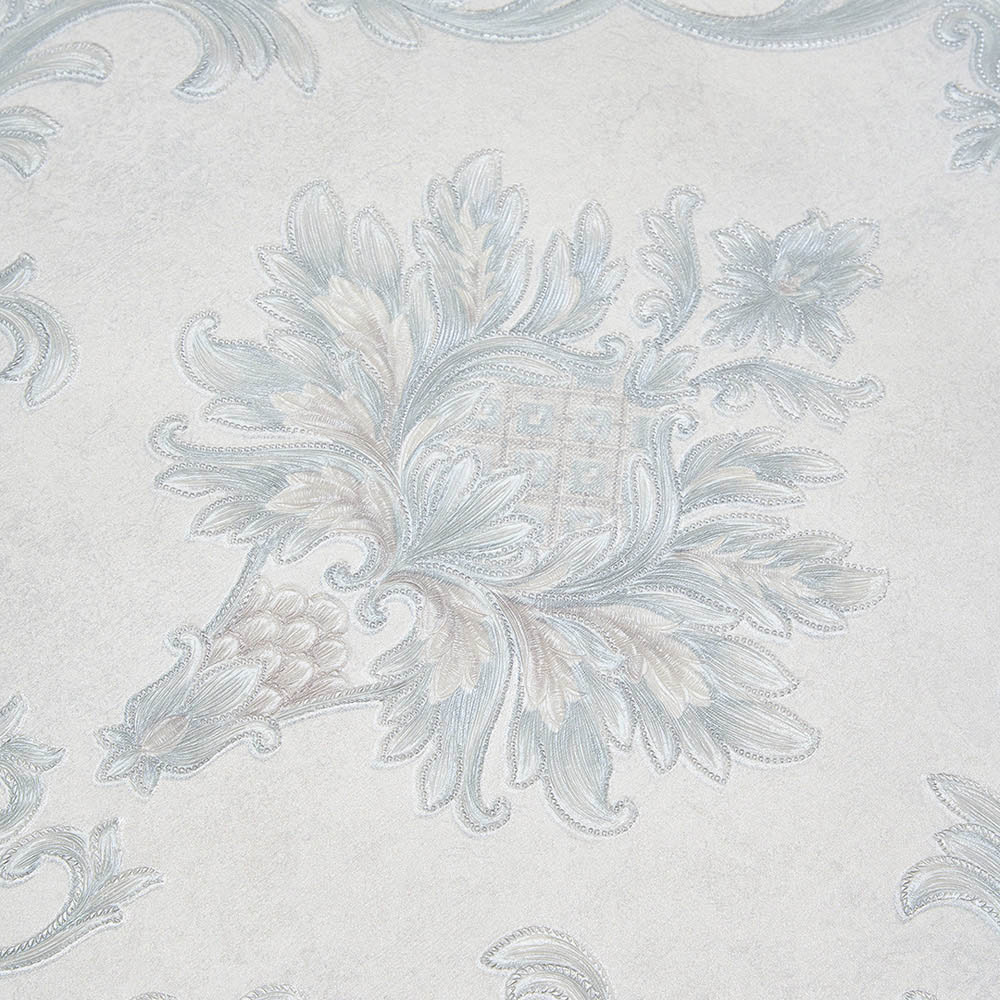 Living and Home Floral Pattern 3D Embossed Matte White Non-Pasted Non-Woven Wallpaper