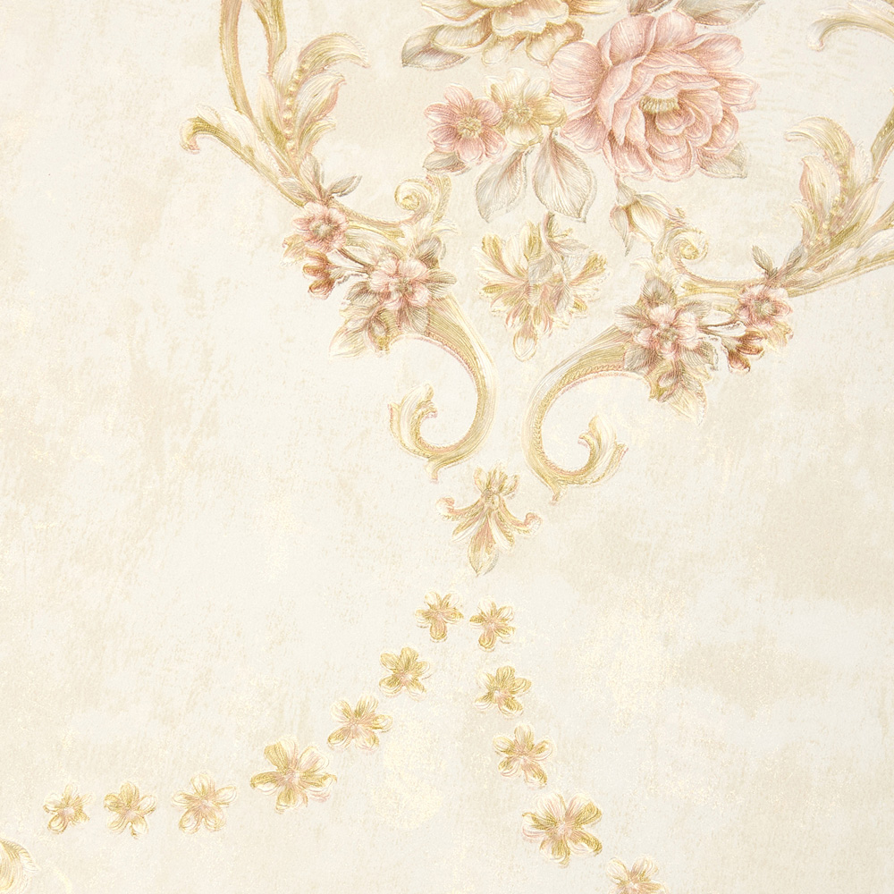 Living and Home Floral Pattern 3D Embossed Cream Non-Pasted Non-Woven Wallpaper