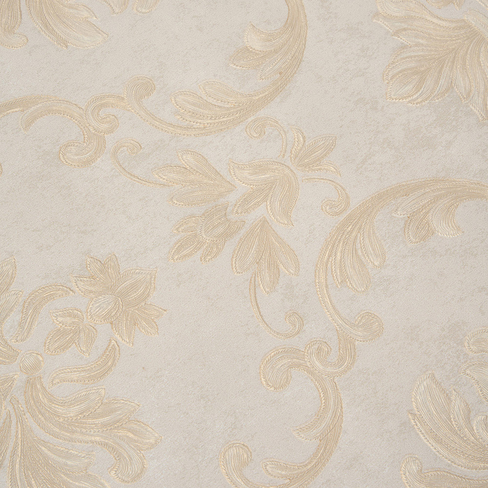 Living and Home Textured Rectangle 3D Embossed Beige Non-Pasted Wallpaper