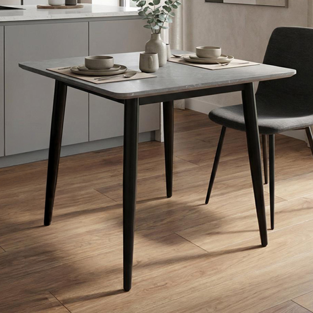 FWStyle Nova 2 Seater Sintered Stone Marble Effect Heat Resistant Fixed Top Dining Table Grey
