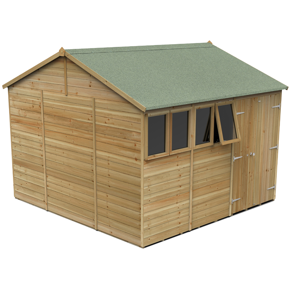 Forest Garden Timberdale 10 x 10ft Single Opening Tongue and Groove Reverse Apex Garden Shed
