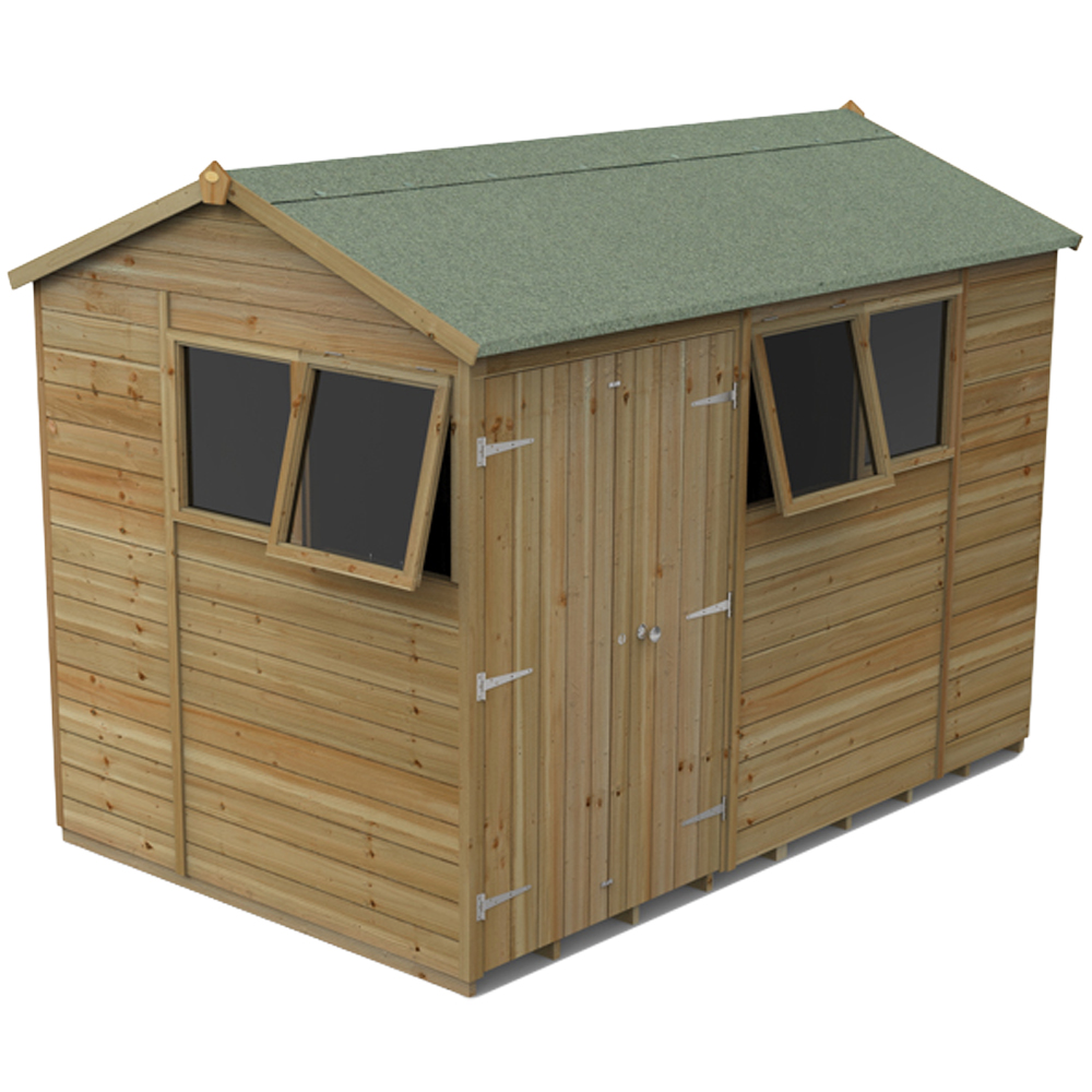 Forest Garden Timberdale 10 x 6ft 2 Opening Tongue and Groove Reverse Apex Garden Shed