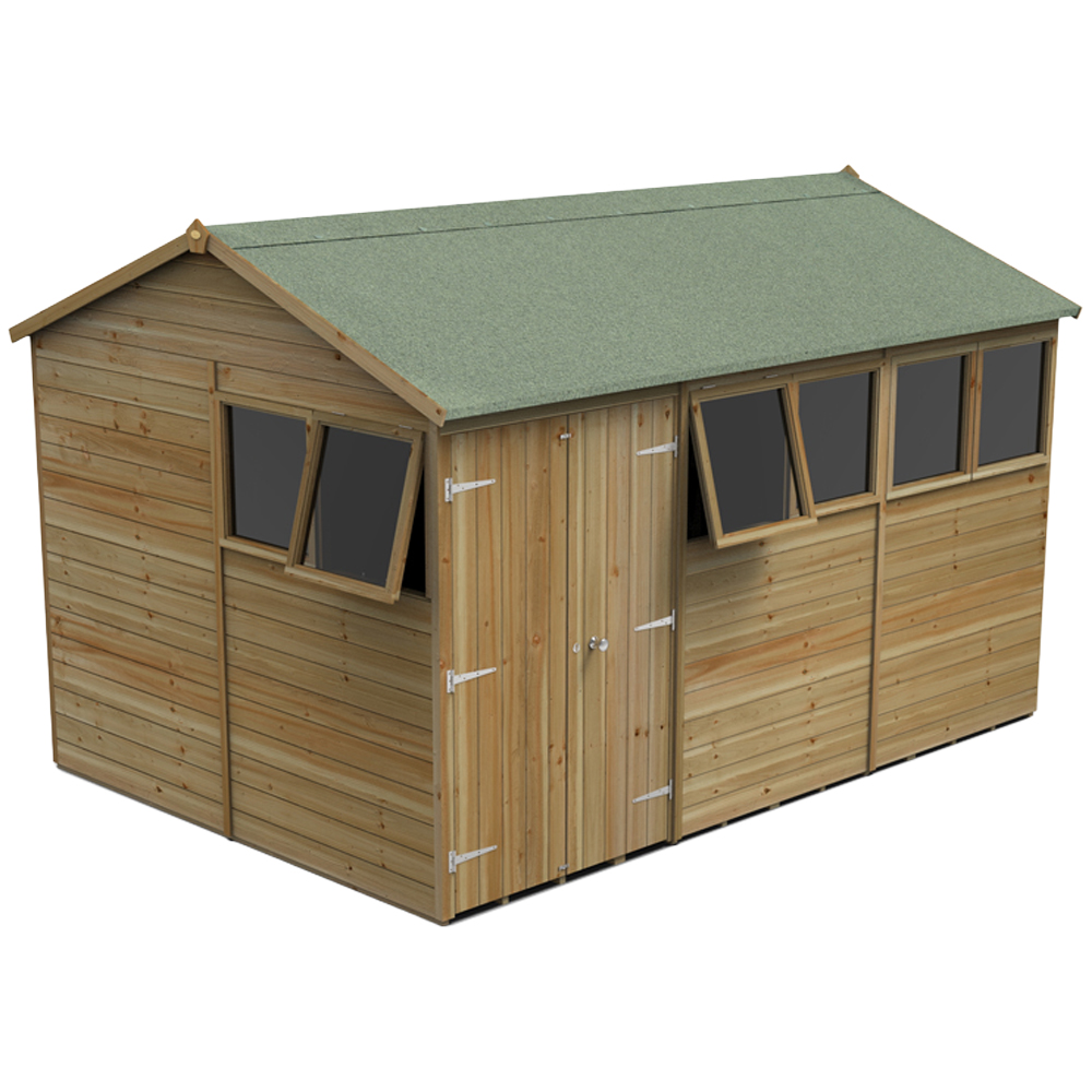 Forest Garden Timberdale 12 x 8ft 2 Opening Tongue and Groove Reverse Apex Garden Shed