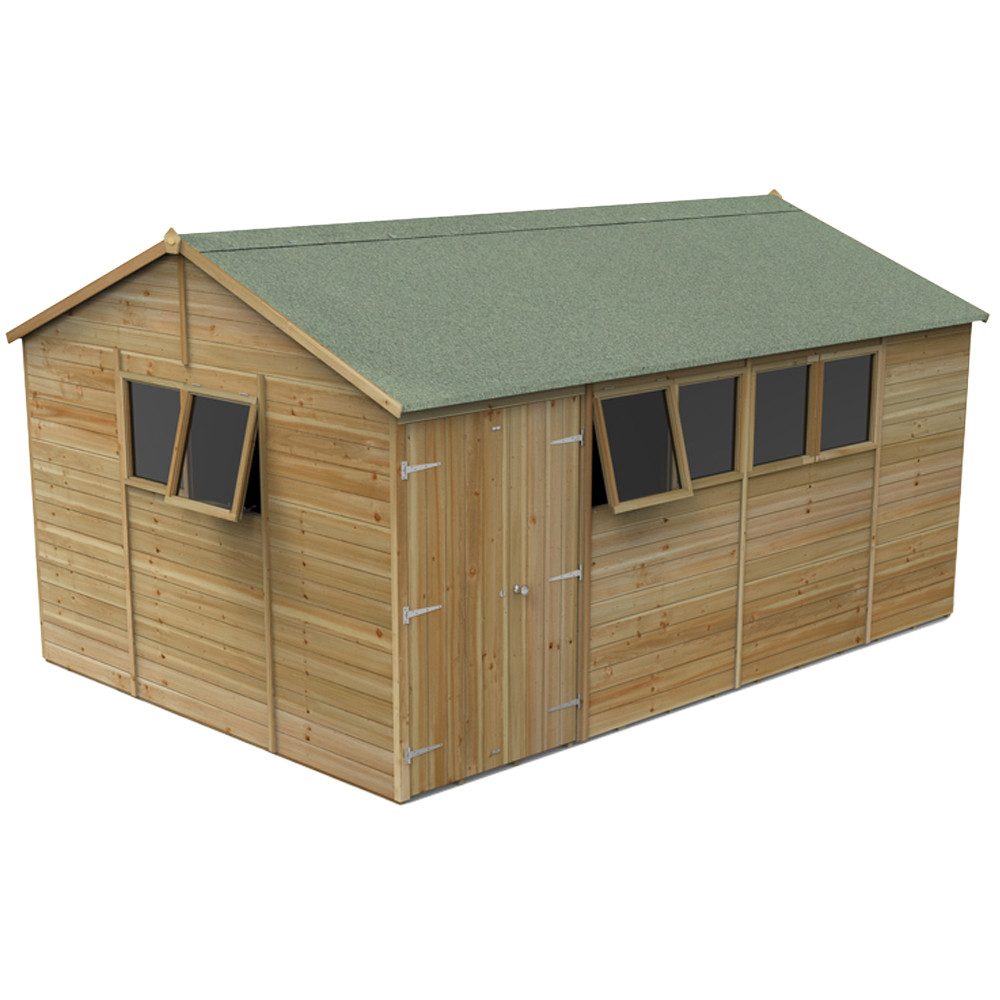 Forest Garden Timberdale 15 x 10ft 2 Opening Tongue and Groove Reverse Apex Garden Shed