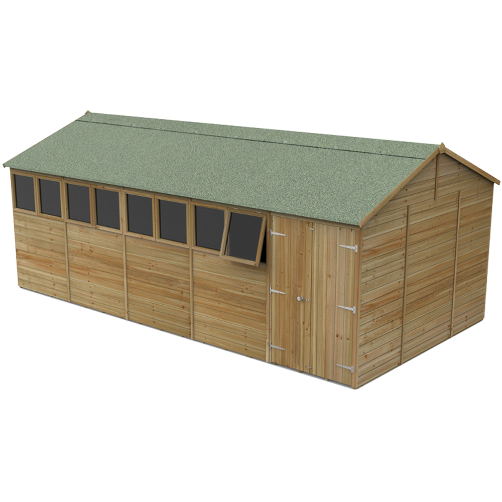 Forest Garden Timberdale 20 x 10ft Single Opening Tongue and Groove Reverse Apex Garden Shed