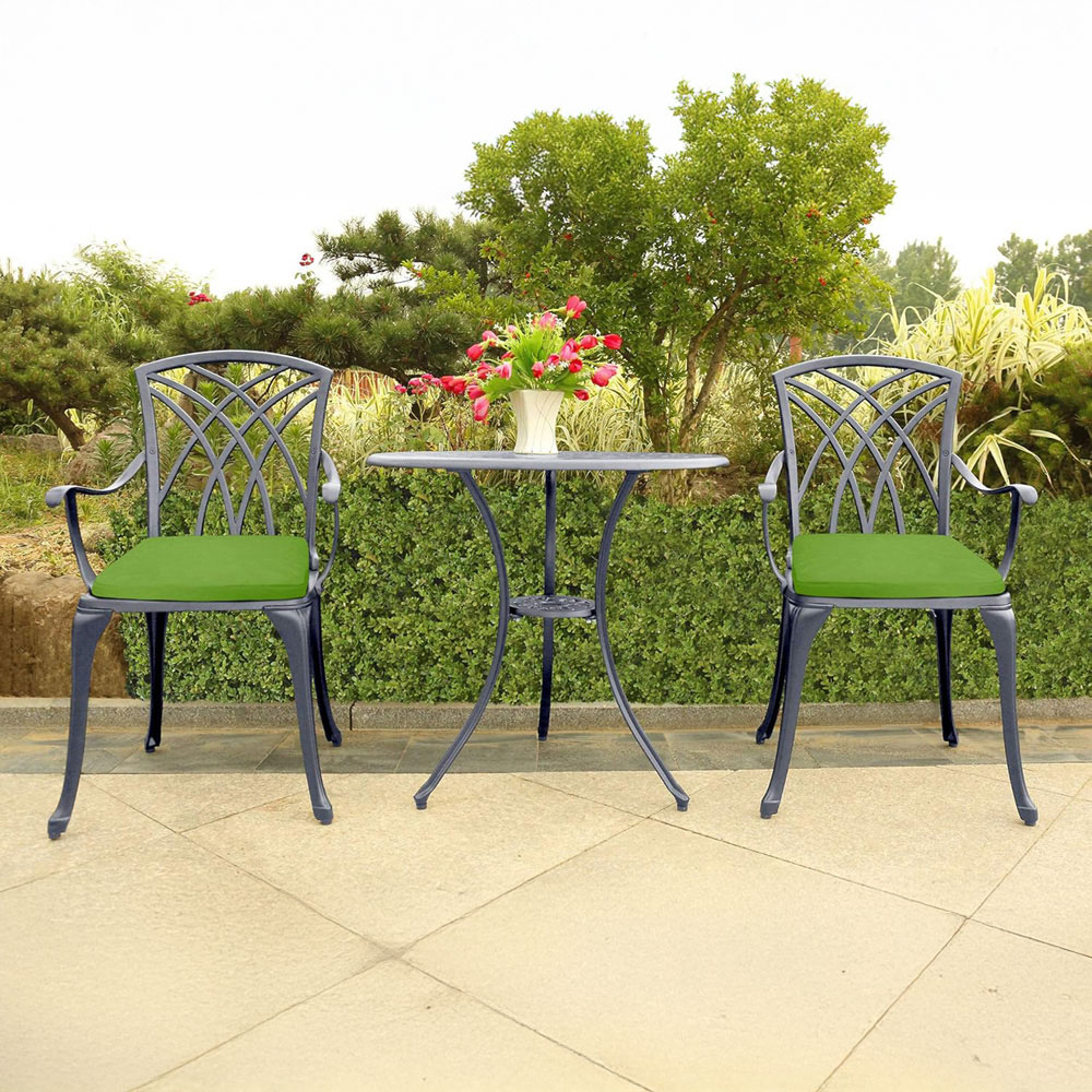 Centurion Oshowa 2 Seater Grey and Green Cast Aluminium Garden Bistro Set with Cushions