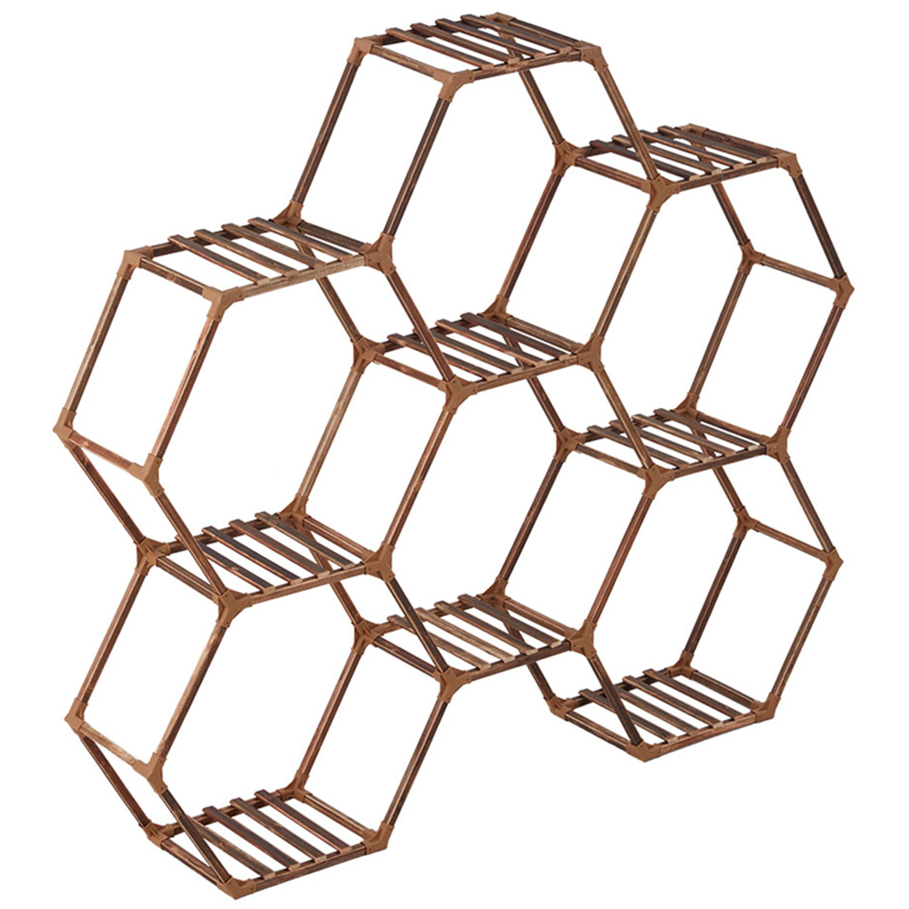 Living and Home 9 Shelf Hexagonal Wooden Plant Stand