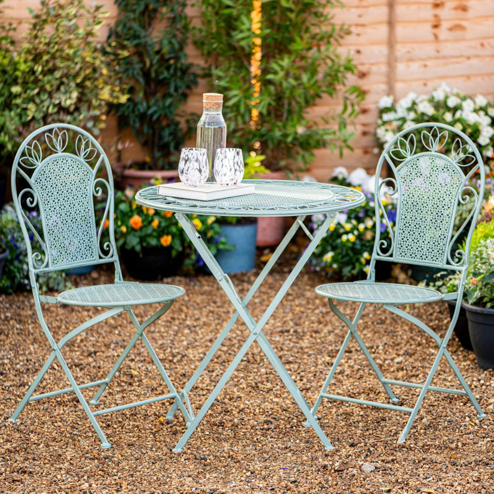 Garden Gear Dorset 2 Seater Laurel Green Wrought Iron Garden Bistro Set