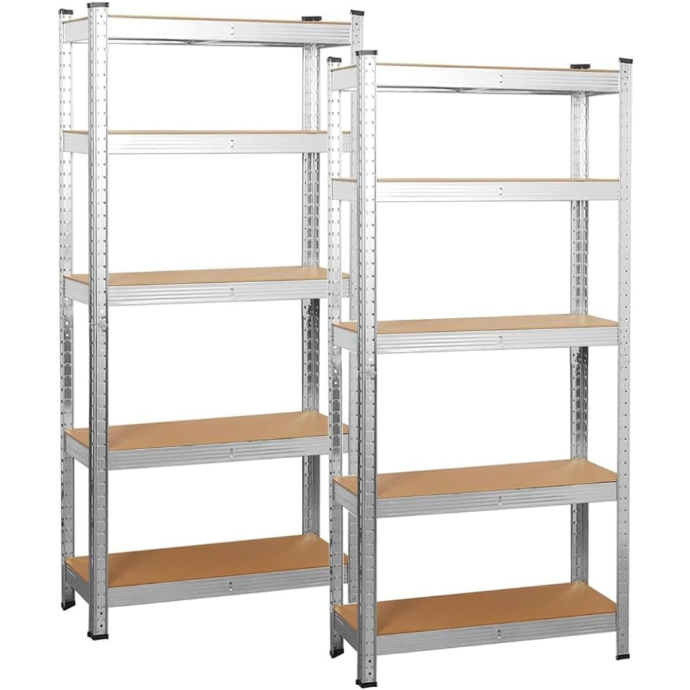 Garden Gear 5 Shelf Galvanised Steel Storage Shelving Unit 2 Pack