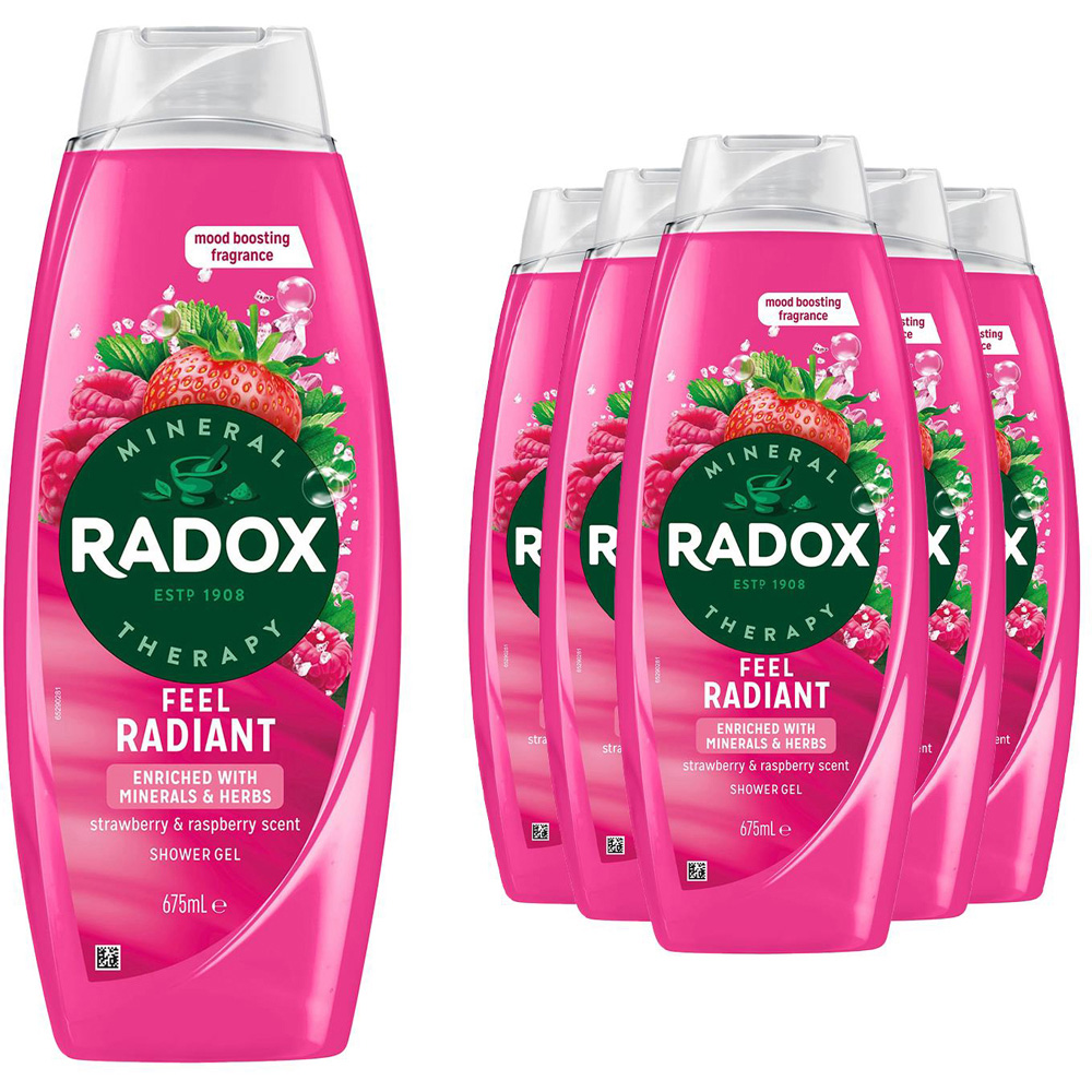 Radox Mineral Therapy Feel Radiant Strawberry and Raspberry Revitalising Shower Gel 675ml 6 Pack