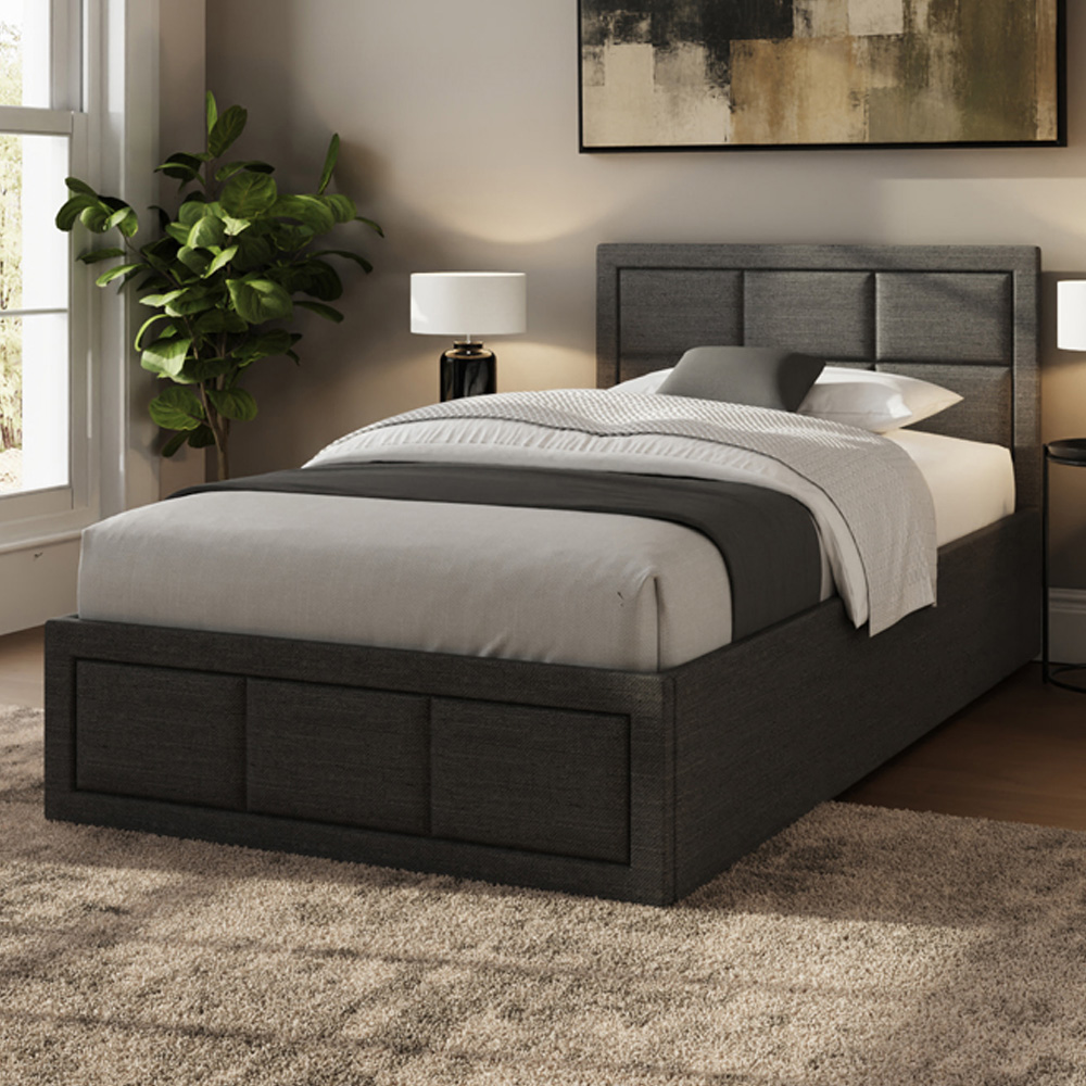 GFW Jamie Single Grey End Lift Ottoman Bed with Memory Pocket Spring Mattress
