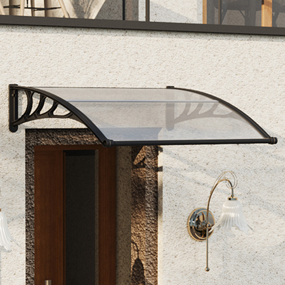 Living and Home Black Door and Window Outdoor Awning with Water Channel 1.2 x 1m