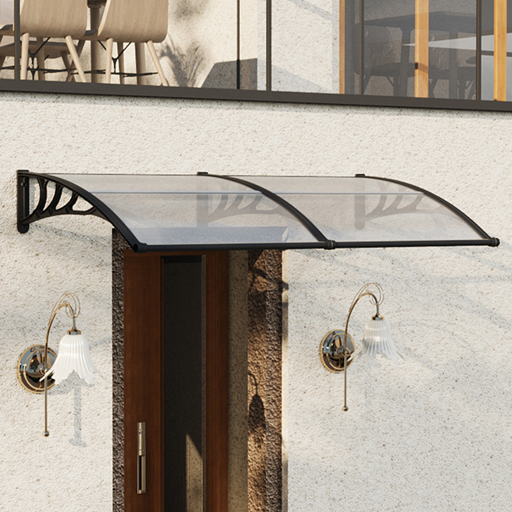 Living and Home Black Door and Window Outdoor Awning with Water Channel 2 x 1m