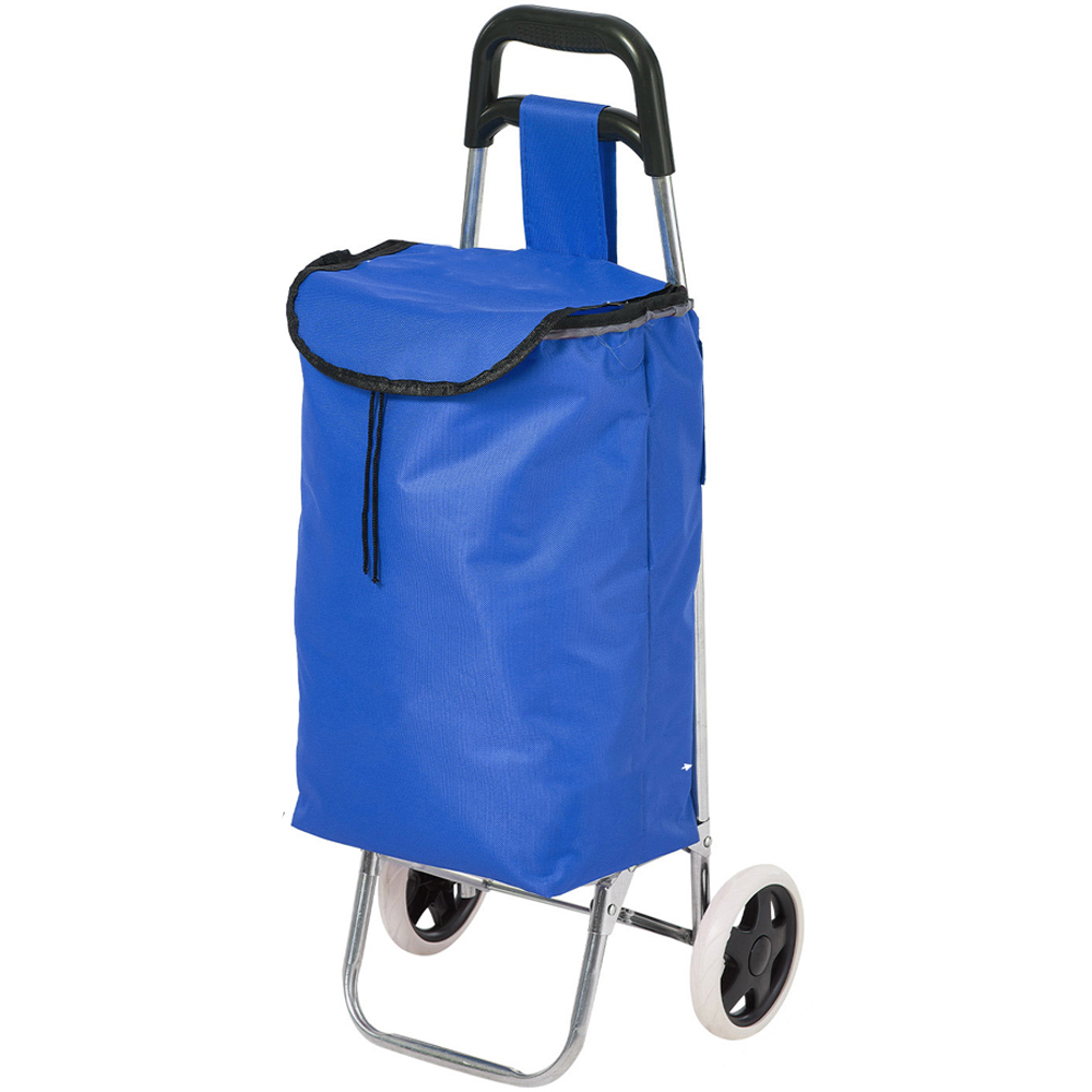 Living and Home Blue Foldable Shopping Cart with 2 Wheels