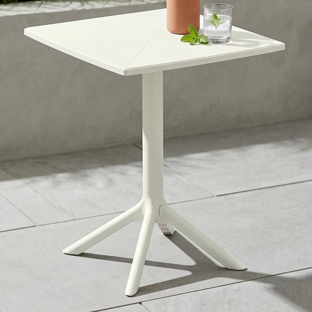 Core Products 2 Seater White Square Plastic Garden Bistro Table