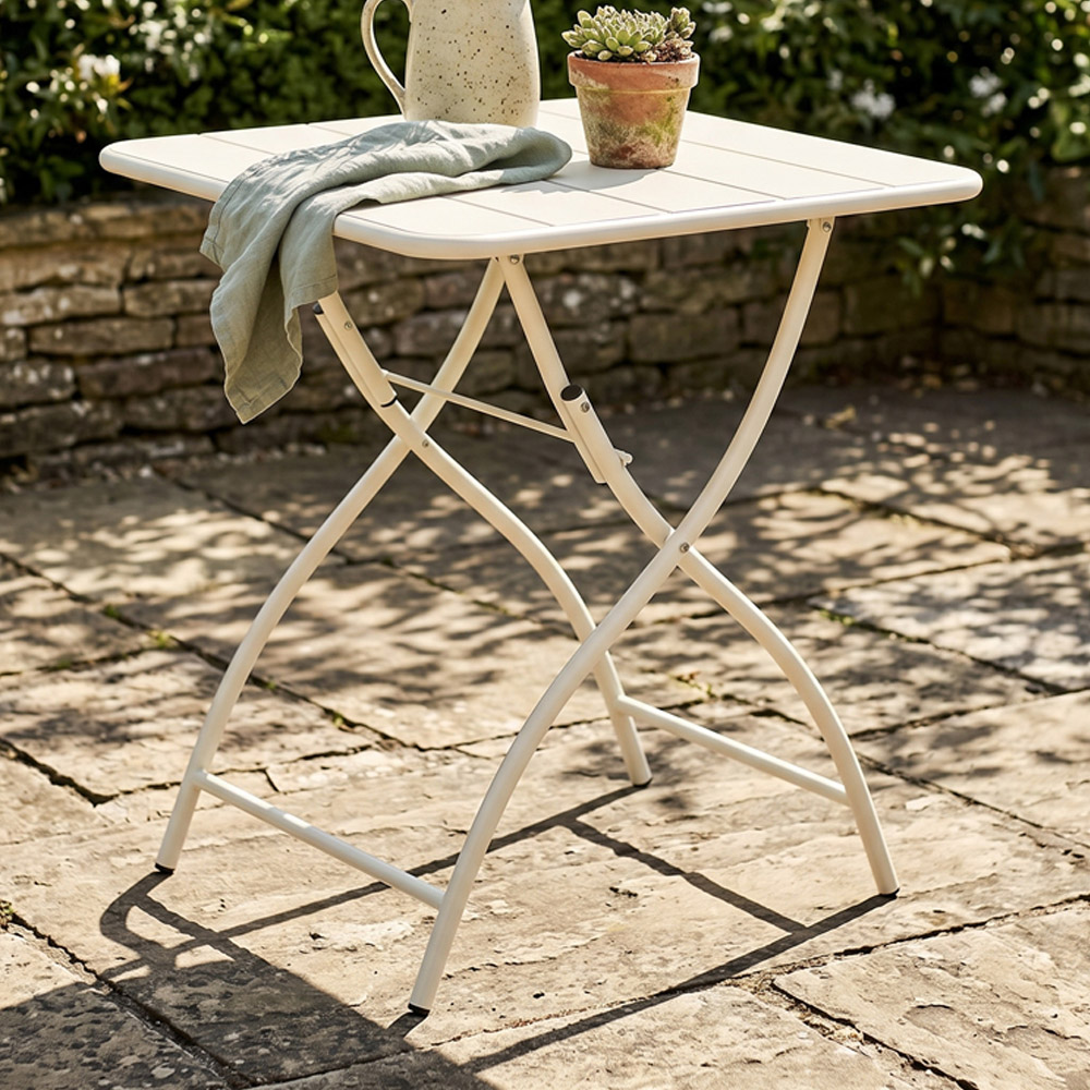 Core Products 2 Seater White Square Metal Foldable Garden Bistro Table