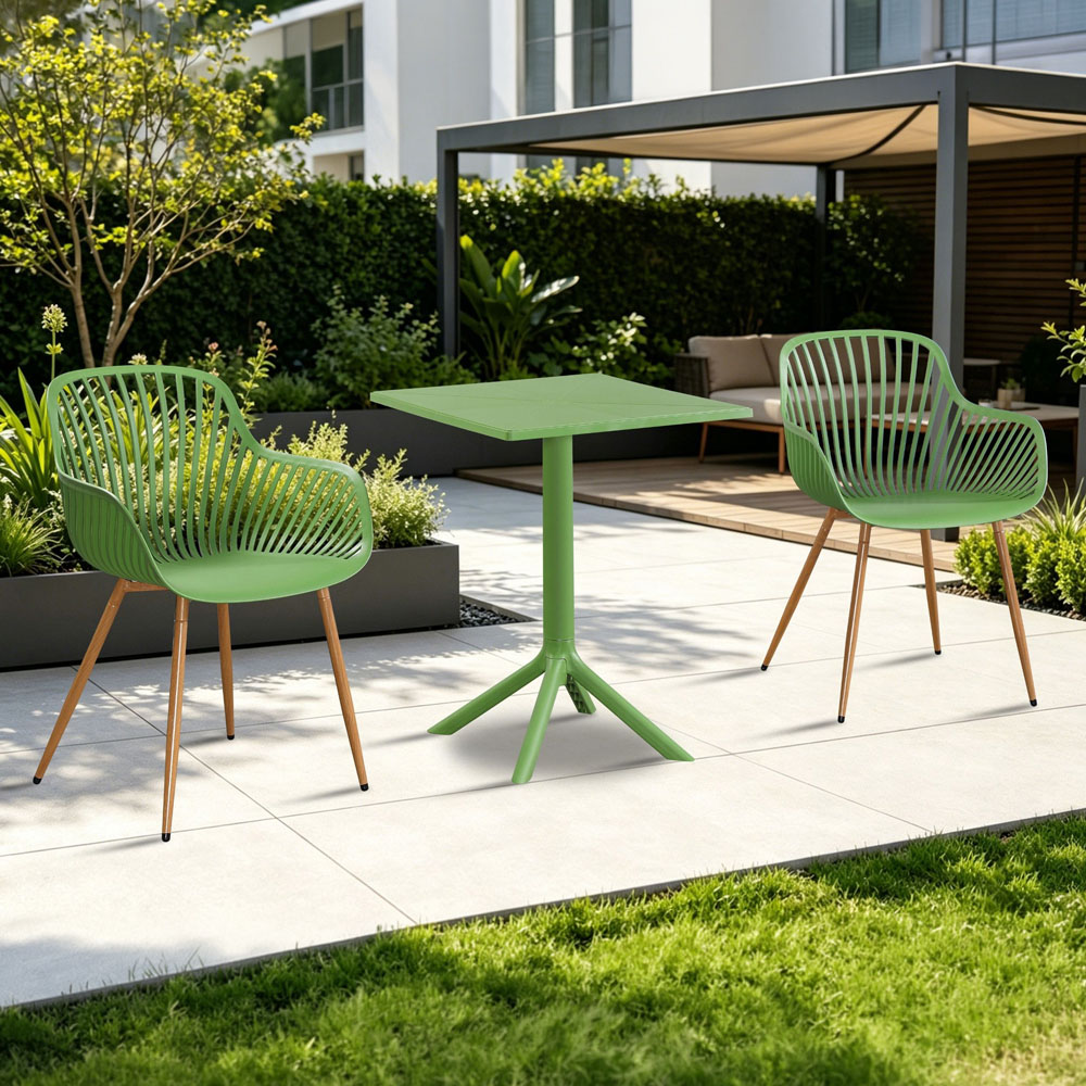 Core Products 2 Seater Moss Green Sunray Design Square Plastic Table Garden Bistro Set