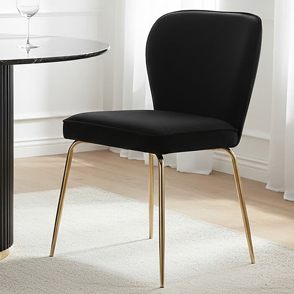 Premier Housewares Tamzin Black and Chrome Finish Curved Upholstered Dining Chair