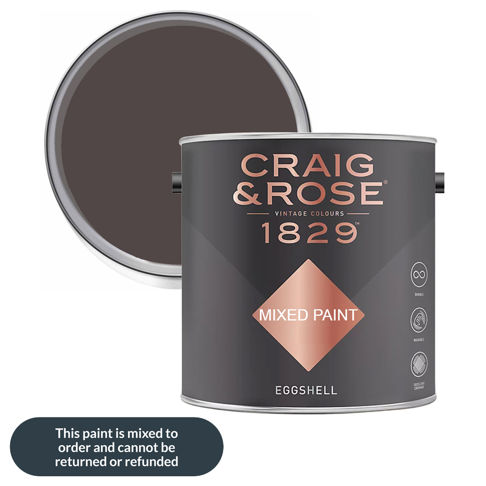 Craig & Rose 1829 Vintage Walls Wood and Metal Clove Brown Eggshell Paint 2.5L