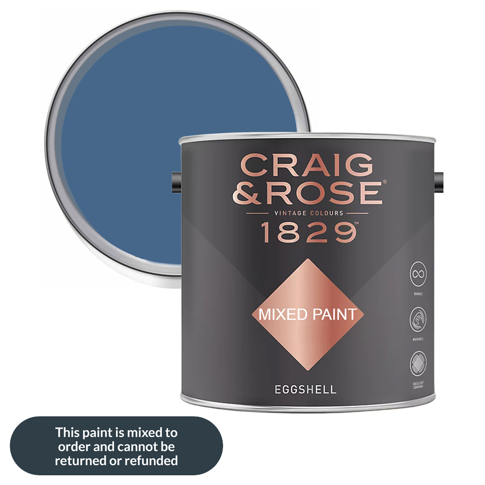 Craig & Rose 1829 Vintage Walls Wood and Metal Flaunders Blue Eggshell Paint 2.5L
