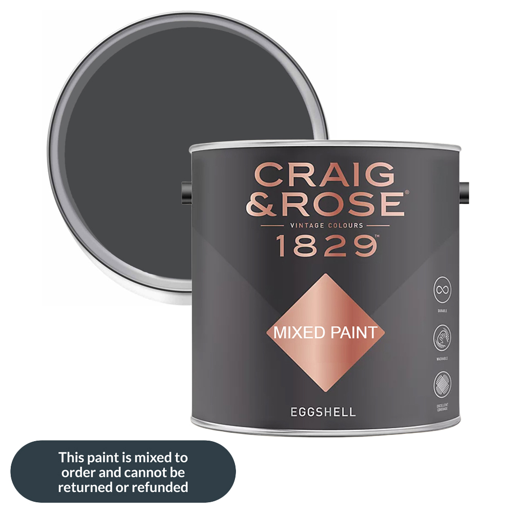 Craig & Rose 1829 Vintage Walls Wood and Metal Jet Black Eggshell Paint 2.5L