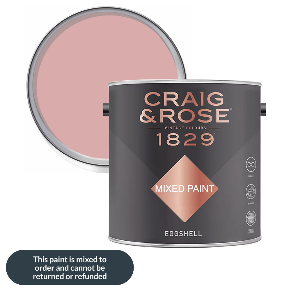Craig & Rose 1829 Vintage Walls Wood and Metal Rose Pink Eggshell Paint 2.5L