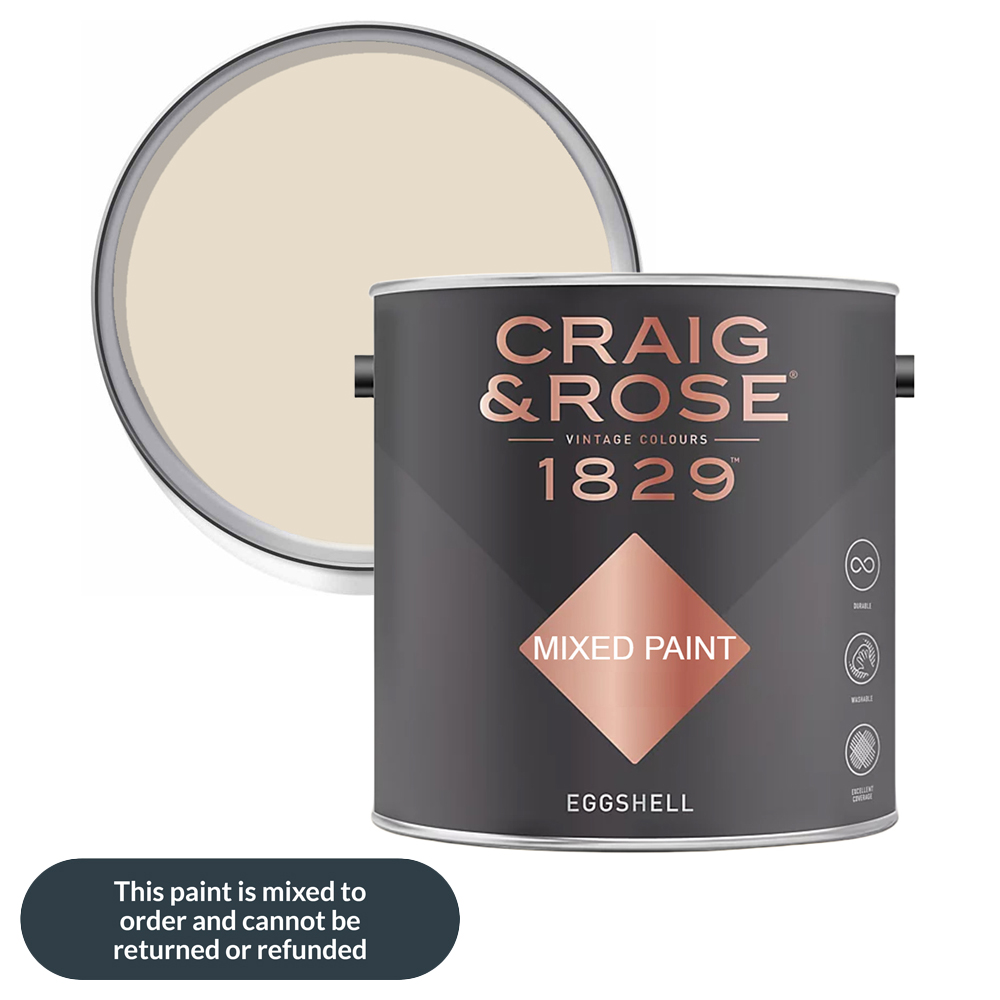 Craig & Rose 1829 Vintage Walls Wood and Metal Pale Mortlake Cream Gloss Mixed Paint 2.5L