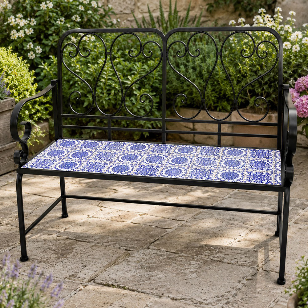 Shatchi Porto Mosaic 2 Seater Garden Bench