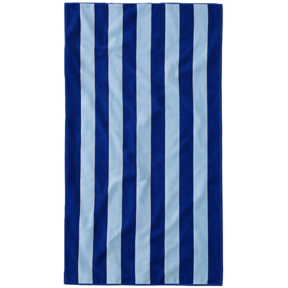 Misona Soft Organic Cotton Navy and Sky Blue Striped Extra Large Beach Towel