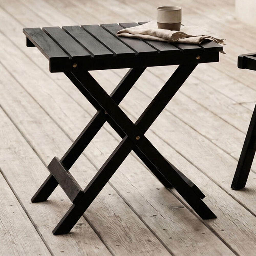 Premier Housewares 2 Seater Black Wooden Foldable Outdoor Dining Table