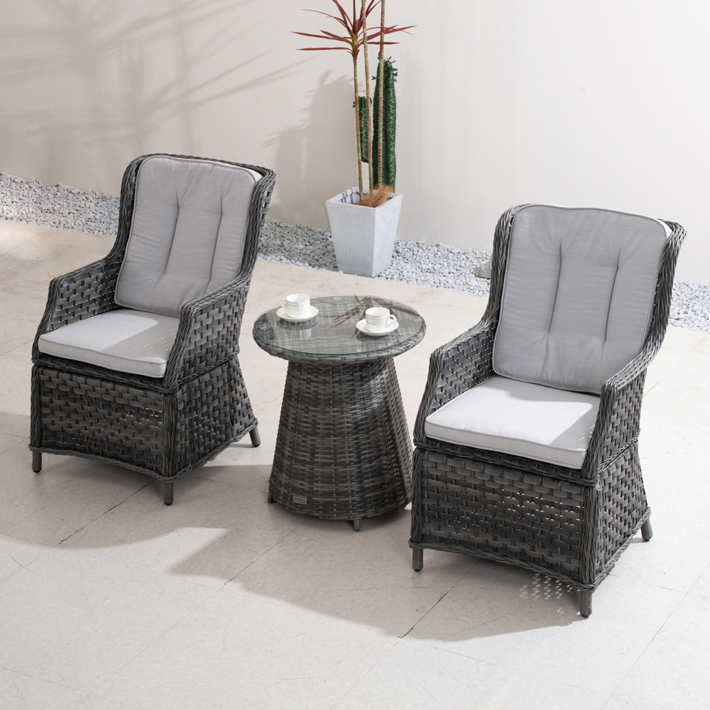 Direct Wicker 2 Seater Grey Rattan Aluminium Garden Bistro Set